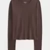 Langarm-Crew-Top aus nahtlosem Stoff Langarm-Crew-Top aus nahtlosem Stoff