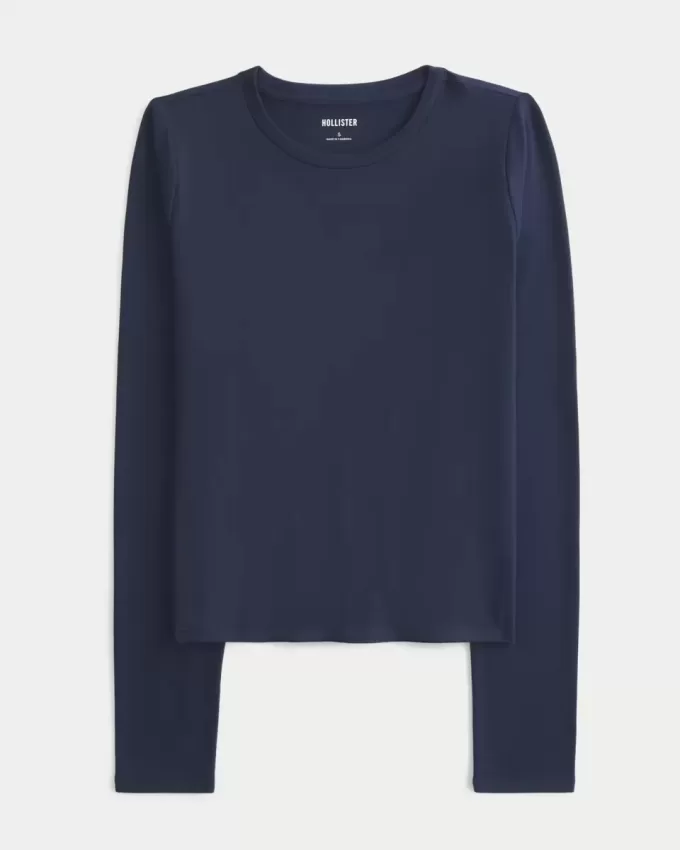 Langarm-Crew-Top aus nahtlosem Stoff Langarm-Crew-Top aus nahtlosem Stoff