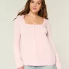 Langärmliger Babydoll-Pullover mit eckigem Ausschnitt Langärmliger Babydoll-Pullover mit eckigem Ausschnitt