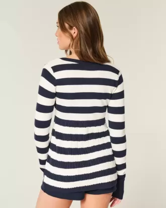Langärmliger Babydoll-Pullover mit eckigem Ausschnitt