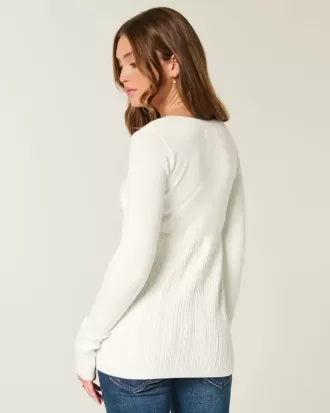 Langärmliger Babydoll-Pullover mit eckigem Ausschnitt