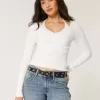 Langärmliger Neckholder-Pullover mit Bindeband