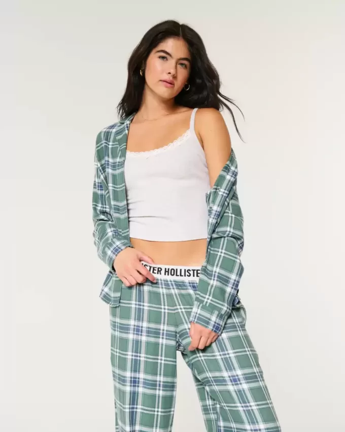 Langärmliges Flanell-Pyjamaoberteil Langärmliges Flanell-Pyjamaoberteil