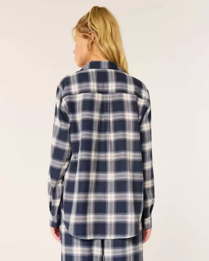 Langärmliges Flanell-Pyjamaoberteil Langärmliges Flanell-Pyjamaoberteil