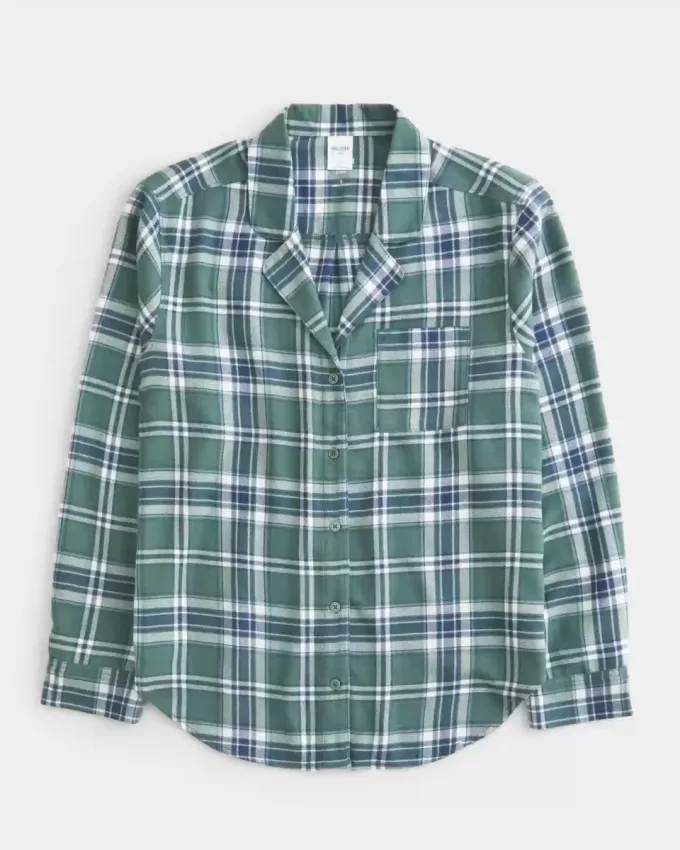 Langärmliges Flanell-Pyjamaoberteil Langärmliges Flanell-Pyjamaoberteil