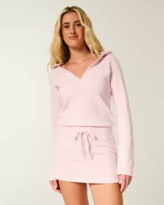 Langärmliges Fleecekleid mit Kapuze