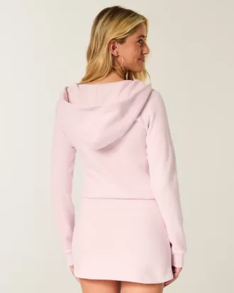 Langärmliges Fleecekleid mit Kapuze