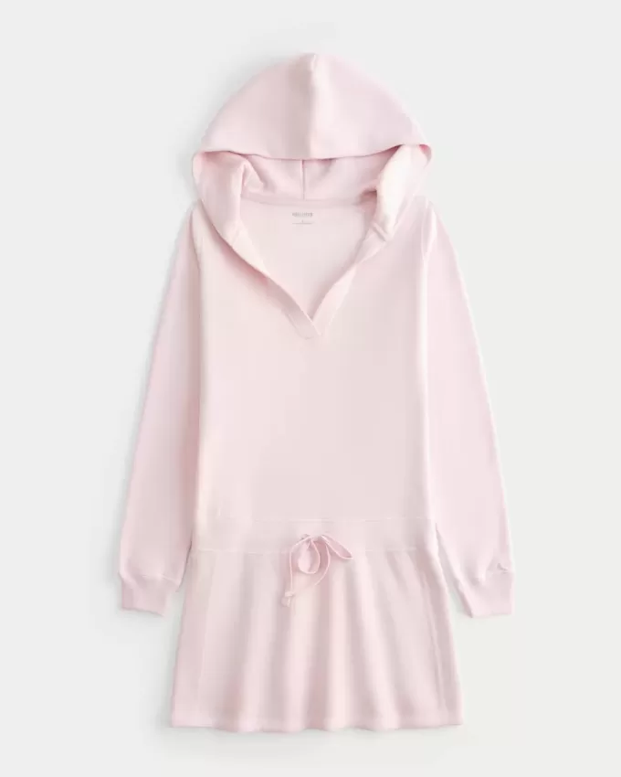 Langärmliges Fleecekleid mit Kapuze Langärmliges Fleecekleid mit Kapuze