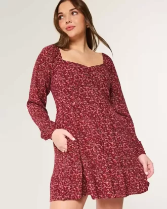 Langärmliges Minikleid mit Cinch-Bust