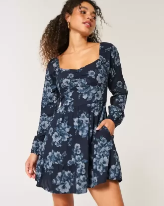 Langärmliges Minikleid mit Cinch-Bust Langärmliges Minikleid mit Cinch-Bust