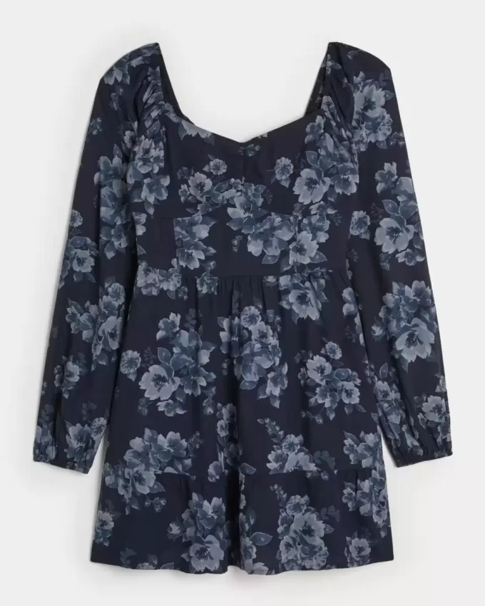 Langärmliges Minikleid mit Cinch-Bust