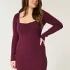 Langärmliges Pulloverkleid mit Cinch-Bust und offenem Rücken