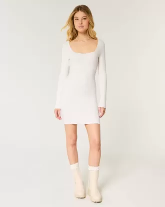 Langärmliges Pulloverkleid mit Cinch-Bust und offenem Rücken