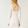 Langärmliges Pulloverkleid mit Cinch-Bust und offenem Rücken