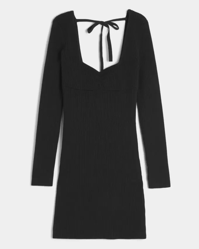 Langärmliges Pulloverkleid mit Cinch-Bust und offenem Rücken