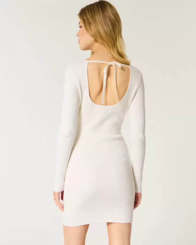 Langärmliges Pulloverkleid mit Cinch-Bust und offenem Rücken
