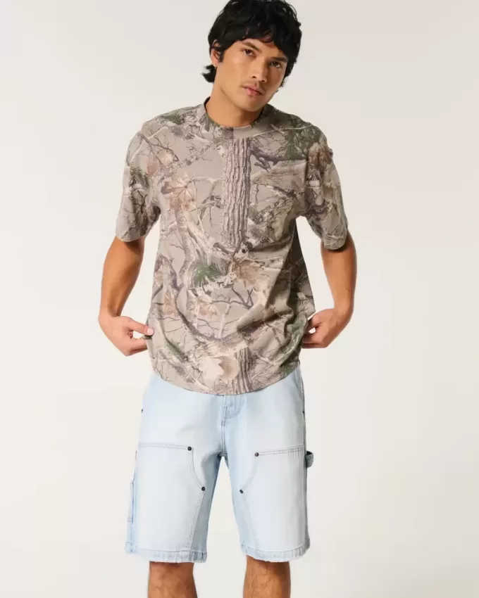 Leicht gewaschene Baggy-Jeans-Malershorts Leicht gewaschene Baggy-Jeans-Malershorts