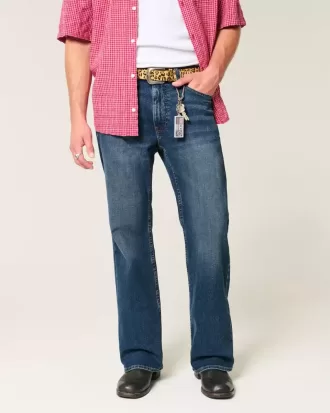 Lockere Bootcut-Jeans in dunkler Waschung