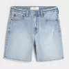 Lockere Denim-Shorts im Distressed-Look über dem Knie Lockere Denim-Shorts im Distressed-Look über dem Knie