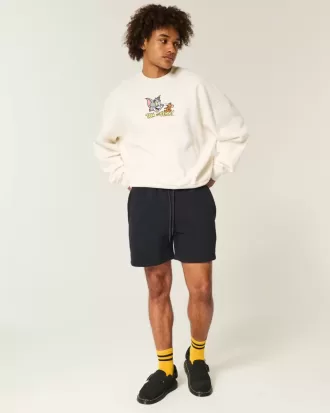 Lockere Fleece-Shorts bis zur Mitte des Oberschenkels