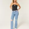 Lockere, gerade geschnittene Jeans mit niedrigem Bund und mittlerer Waschung Lockere, gerade geschnittene Jeans mit niedrigem Bund und mittlerer Waschung