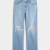 Lockere, gerade geschnittene Jeans mit niedrigem Bund und mittlerer Waschung Lockere, gerade geschnittene Jeans mit niedrigem Bund und mittlerer Waschung