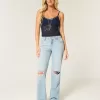 Lockere Jeans mit niedrigem Bund und heller Waschung Lockere Jeans mit niedrigem Bund und heller Waschung