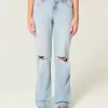 Lockere Jeans mit niedrigem Bund und heller Waschung Lockere Jeans mit niedrigem Bund und heller Waschung