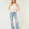 Lockere Jeans mit niedrigem Bund und Rissen in heller Waschung Lockere Jeans mit niedrigem Bund und Rissen in heller Waschung