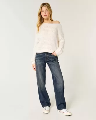 Lockere Jeans mit niedriger Taille und dunkler Waschung