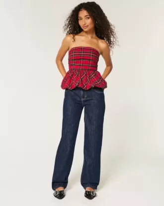 Lockere Jeans mit niedriger Taille und dunkler Waschung