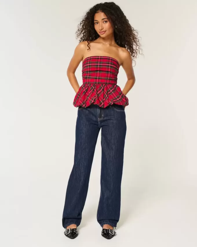 Lockere Jeans mit niedriger Taille und dunkler Waschung Lockere Jeans mit niedriger Taille und dunkler Waschung