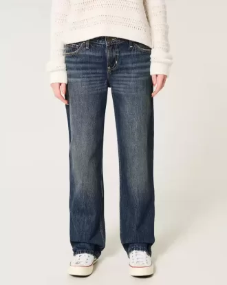 Lockere Jeans mit niedriger Taille und dunkler Waschung