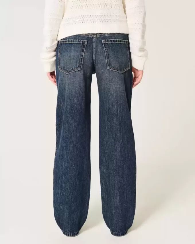 Lockere Jeans mit niedriger Taille und dunkler Waschung Lockere Jeans mit niedriger Taille und dunkler Waschung