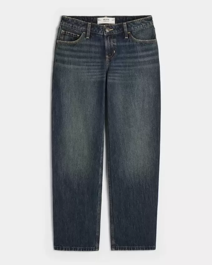 Lockere Jeans mit niedriger Taille und dunkler Waschung Lockere Jeans mit niedriger Taille und dunkler Waschung
