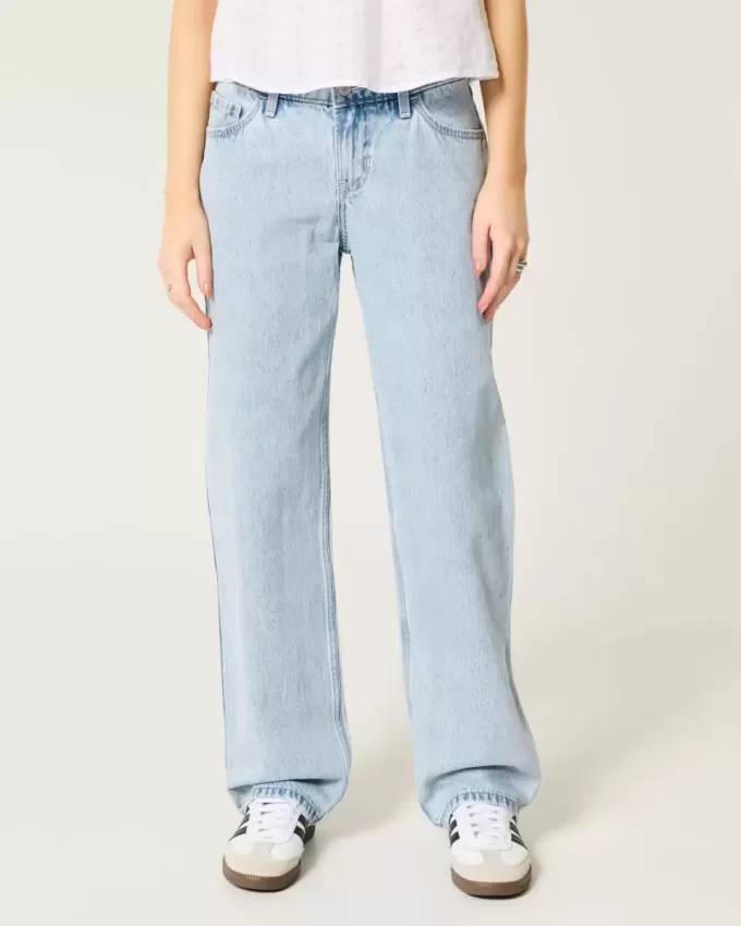 Lockere Jeans mit niedriger Taille und heller Waschung Lockere Jeans mit niedriger Taille und heller Waschung