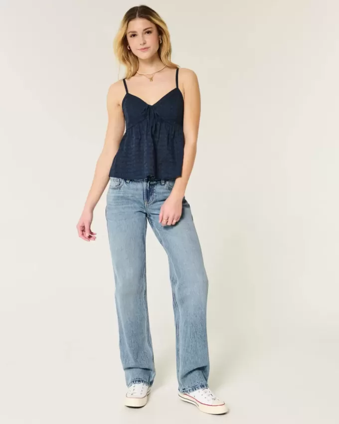 Lockere Jeans mit niedriger Taille und mittlerer Waschung Lockere Jeans mit niedriger Taille und mittlerer Waschung