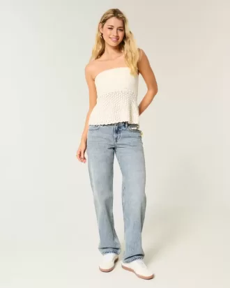 Lockere Jeans mit niedriger Taille und mittlerer Waschung
