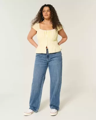 Lockere Jeans mit niedriger Taille und mittlerer Waschung