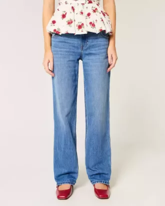 Lockere Jeans mit niedriger Taille und mittlerer Waschung