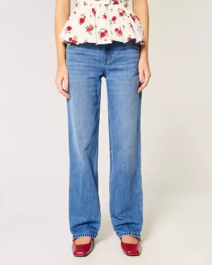 Lockere Jeans mit niedriger Taille und mittlerer Waschung Lockere Jeans mit niedriger Taille und mittlerer Waschung