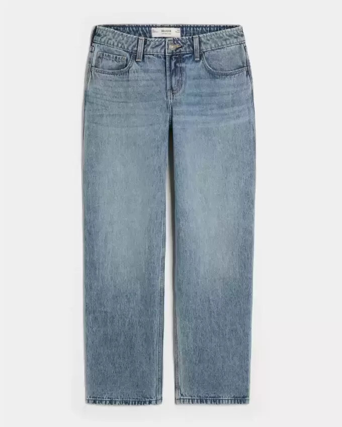 Lockere Jeans mit niedriger Taille und mittlerer Waschung Lockere Jeans mit niedriger Taille und mittlerer Waschung