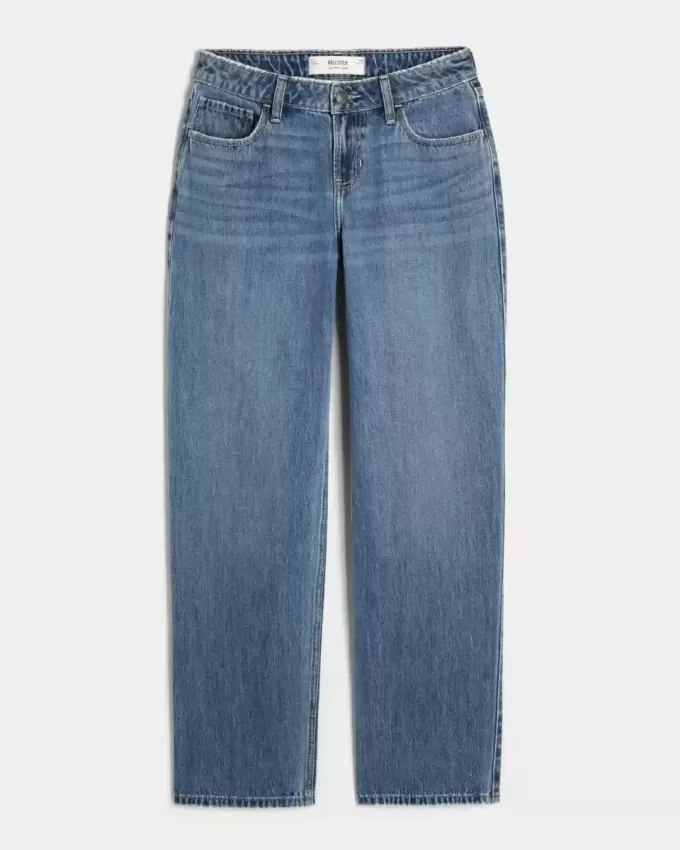 Lockere Jeans mit niedriger Taille und mittlerer Waschung Lockere Jeans mit niedriger Taille und mittlerer Waschung