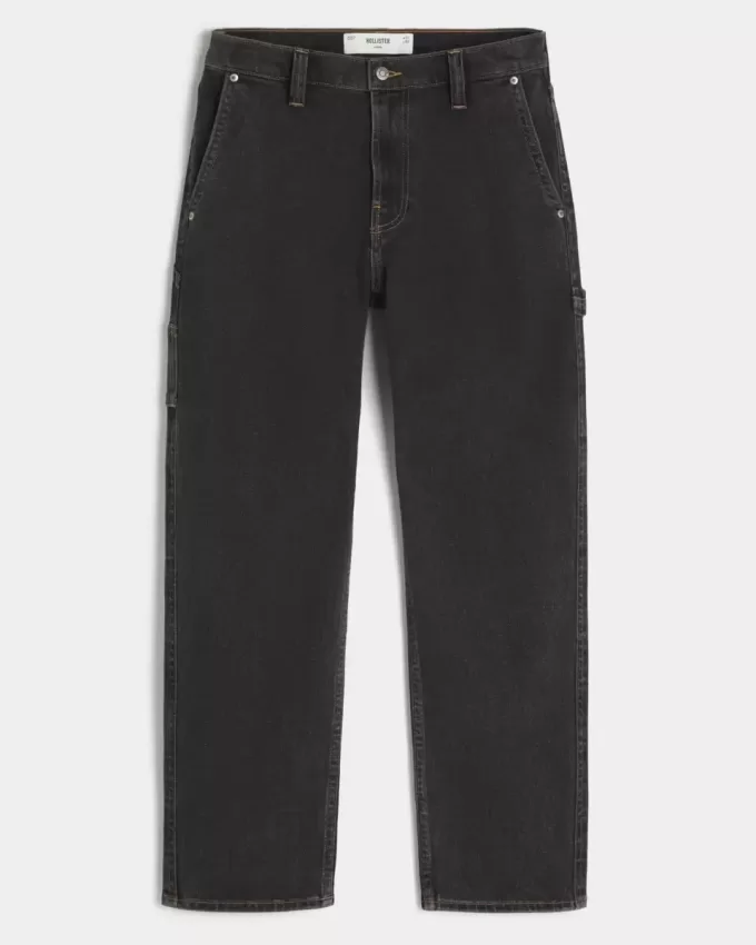 Lockere Painter-Jeans in verwaschenem Schwarz Lockere Painter-Jeans in verwaschenem Schwarz