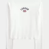 Lockeres, schulterfreies T-Shirt mit London-Grafik Lockeres, schulterfreies T-Shirt mit London-Grafik