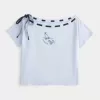 Lockeres, schulterfreies T-Shirt zum Binden Lockeres, schulterfreies T-Shirt zum Binden