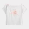 Lockeres, schulterfreies T-Shirt zum Binden Lockeres, schulterfreies T-Shirt zum Binden
