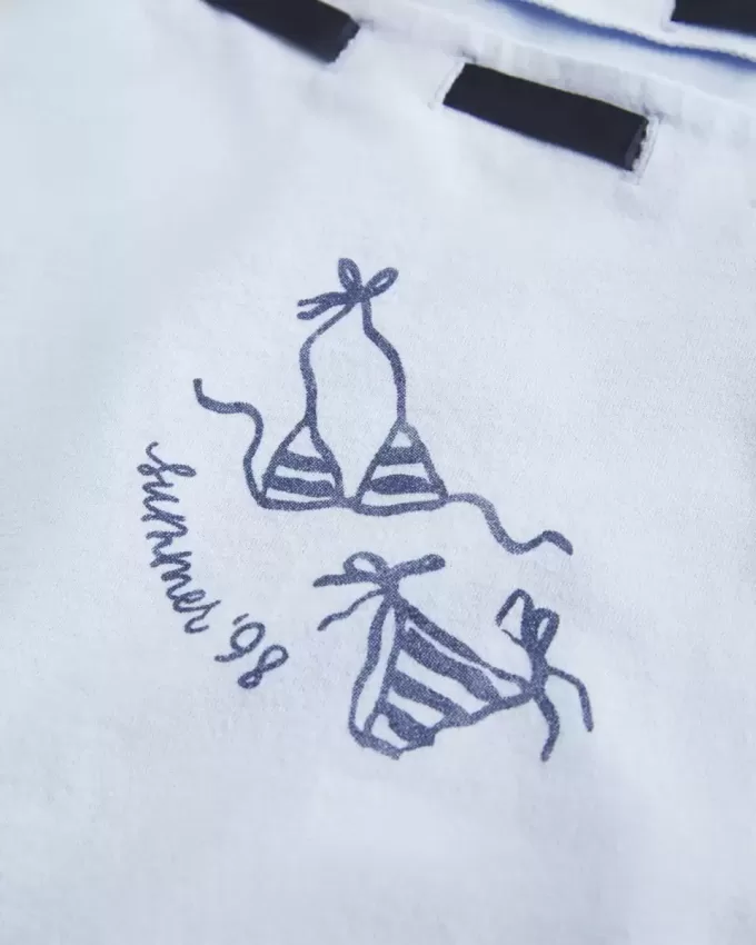 Lockeres, schulterfreies T-Shirt zum Binden Lockeres, schulterfreies T-Shirt zum Binden