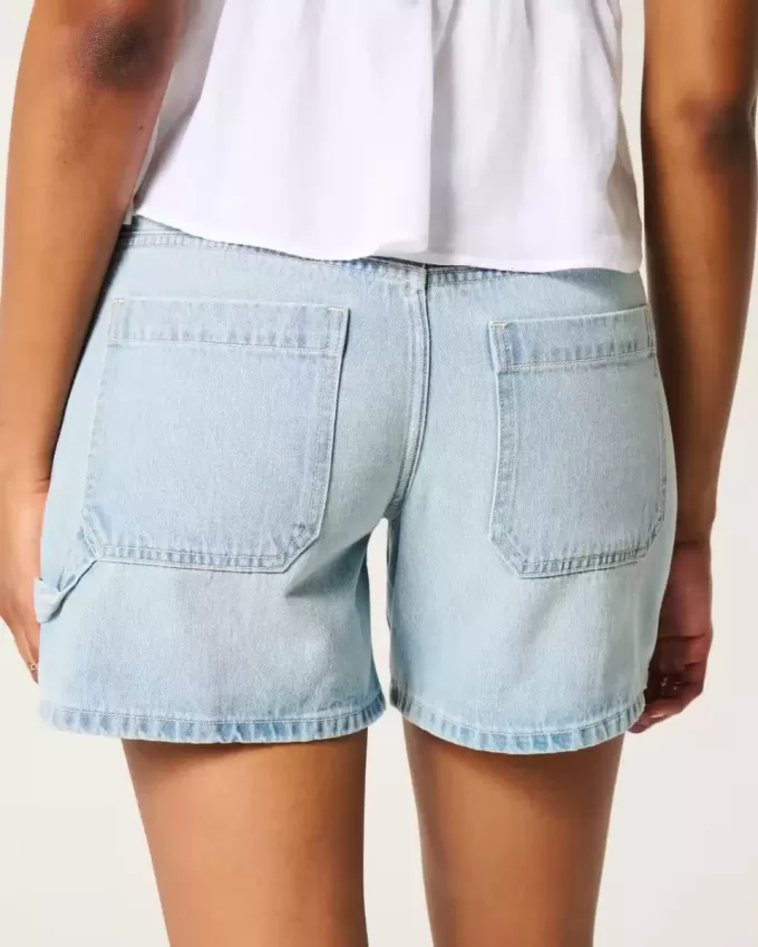 Low-Rise Baggy-Carpenter-Shorts aus hell gewaschenem Denim, 5″ Low-Rise Baggy-Carpenter-Shorts aus hell gewaschenem Denim, 5″