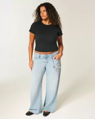 Low-Rise-Baggy-Jeans im Used-Look